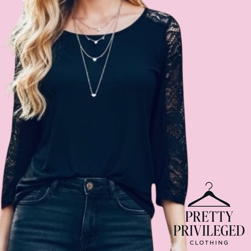 Candie's Black Lace Sleeve Blouse
